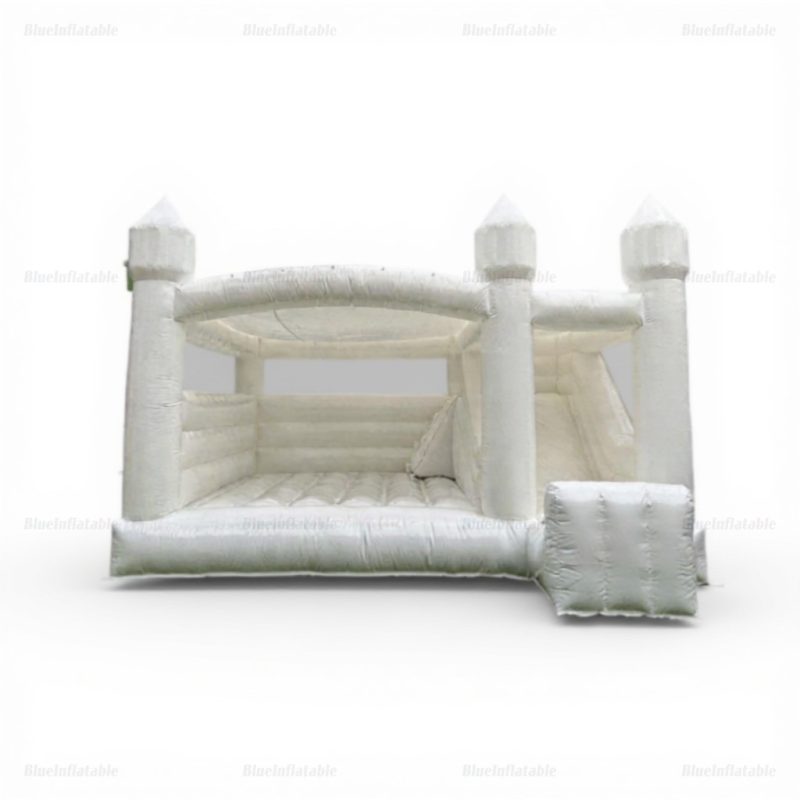White Wedding Bounce House with Waterslide