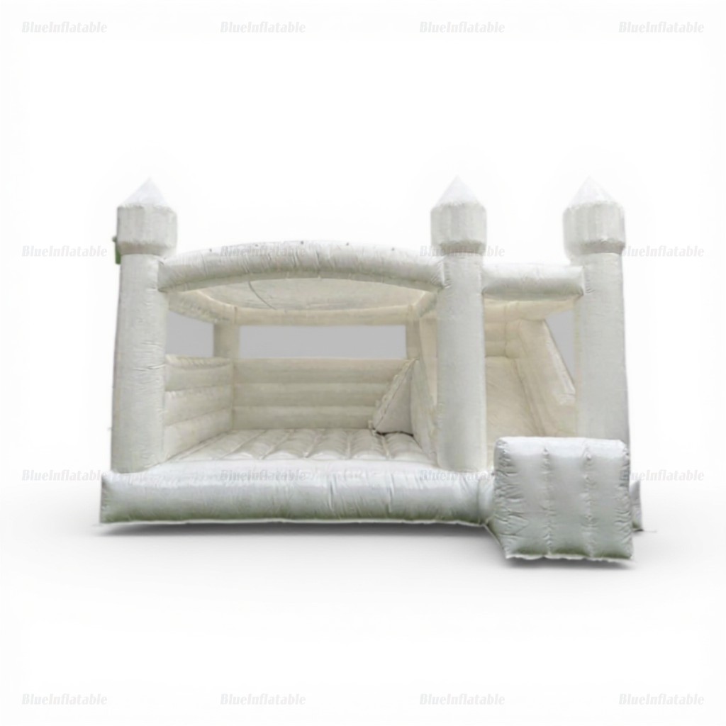 White Wedding Bounce House with Waterslide
