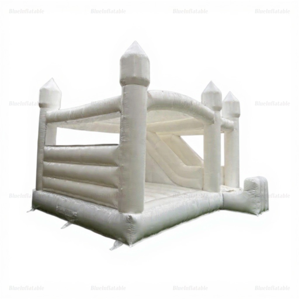 White Wedding Bounce House with Waterslide - Image 3