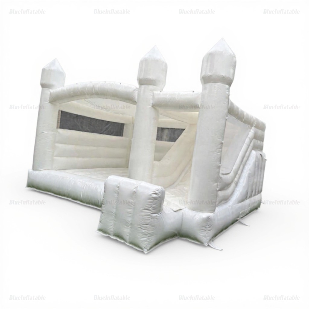 White Wedding Bounce House with Waterslide - Image 4