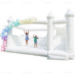 White Inflatable Bounce House with Slide