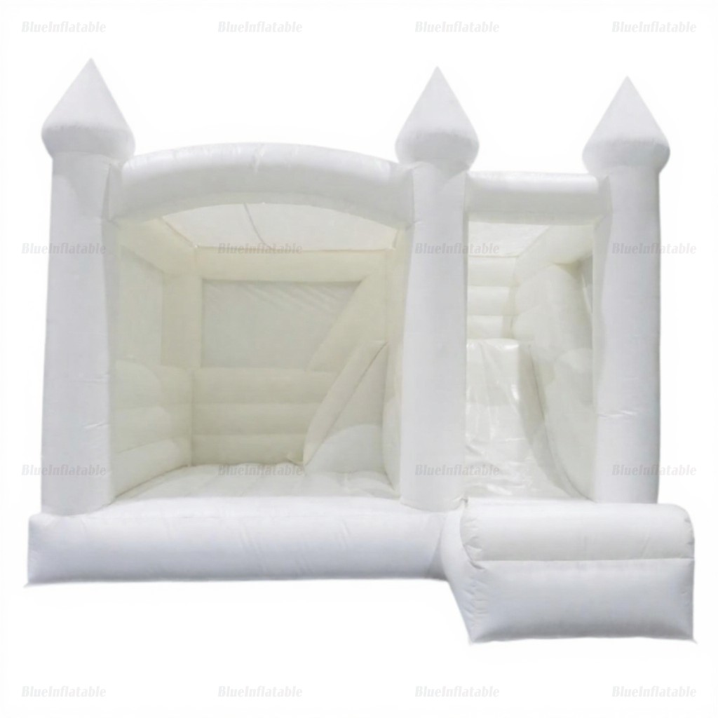 White Wedding Bounce House with Slide