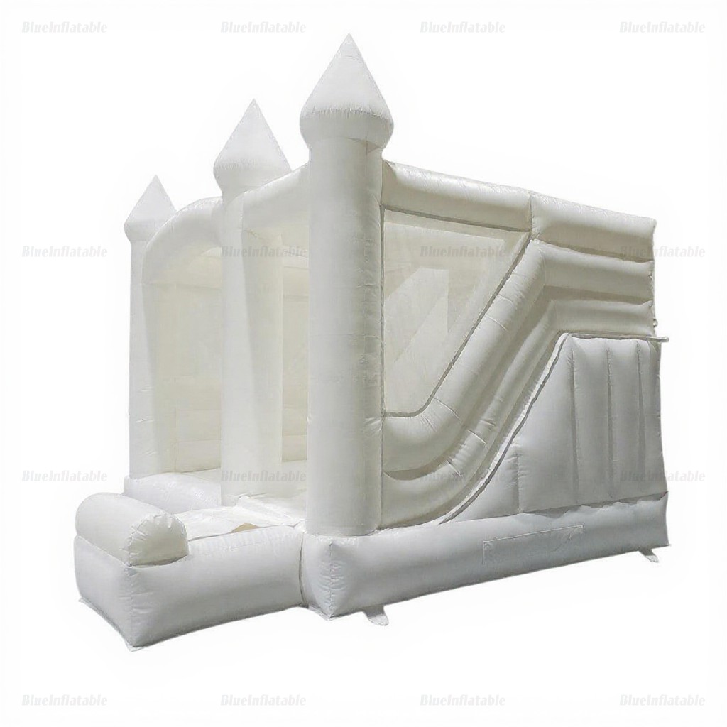 White Wedding Bounce House with Slide - Image 2