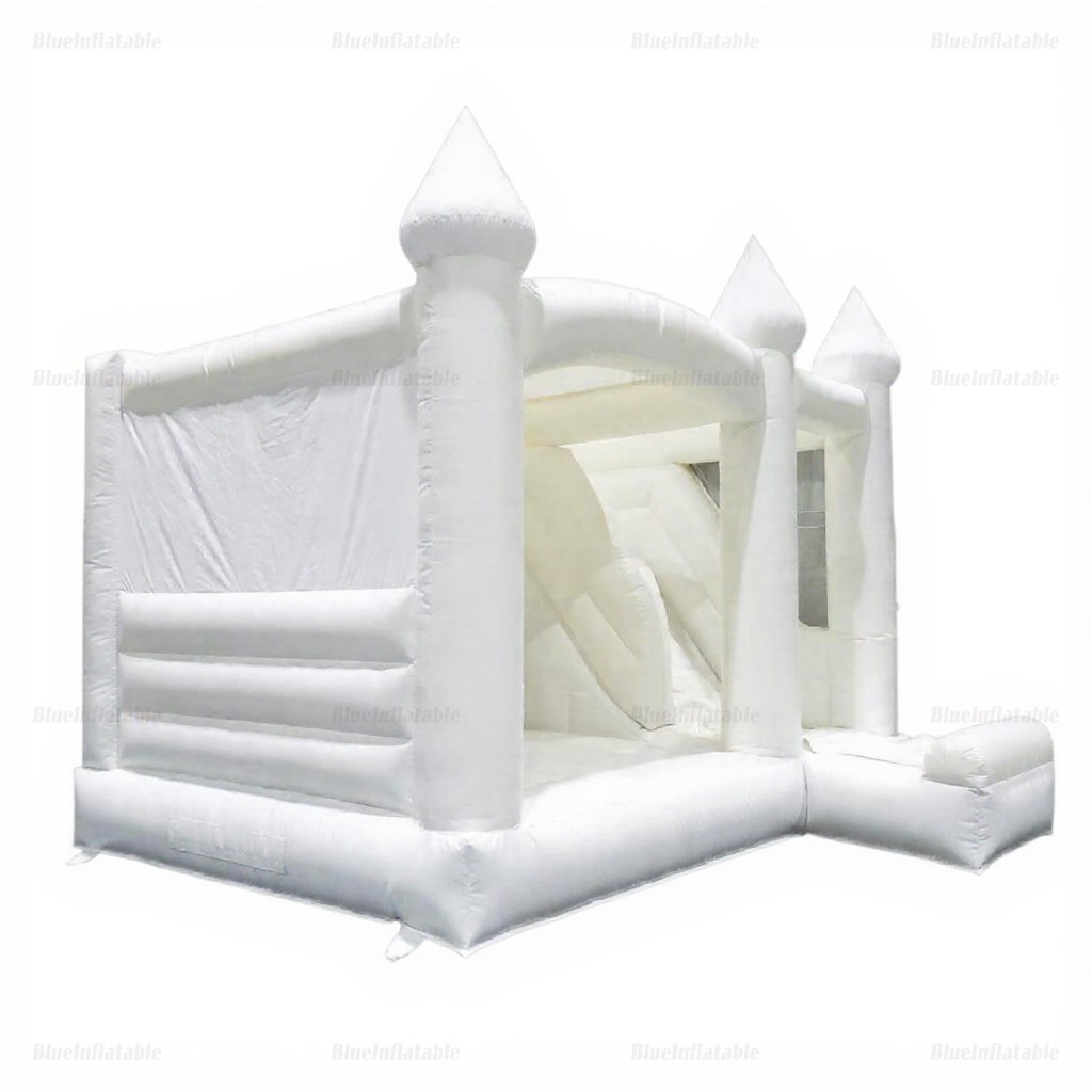White Wedding Bounce House with Slide - Image 4