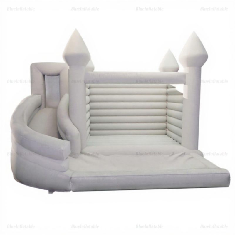 White Wedding Bounce House with Slide