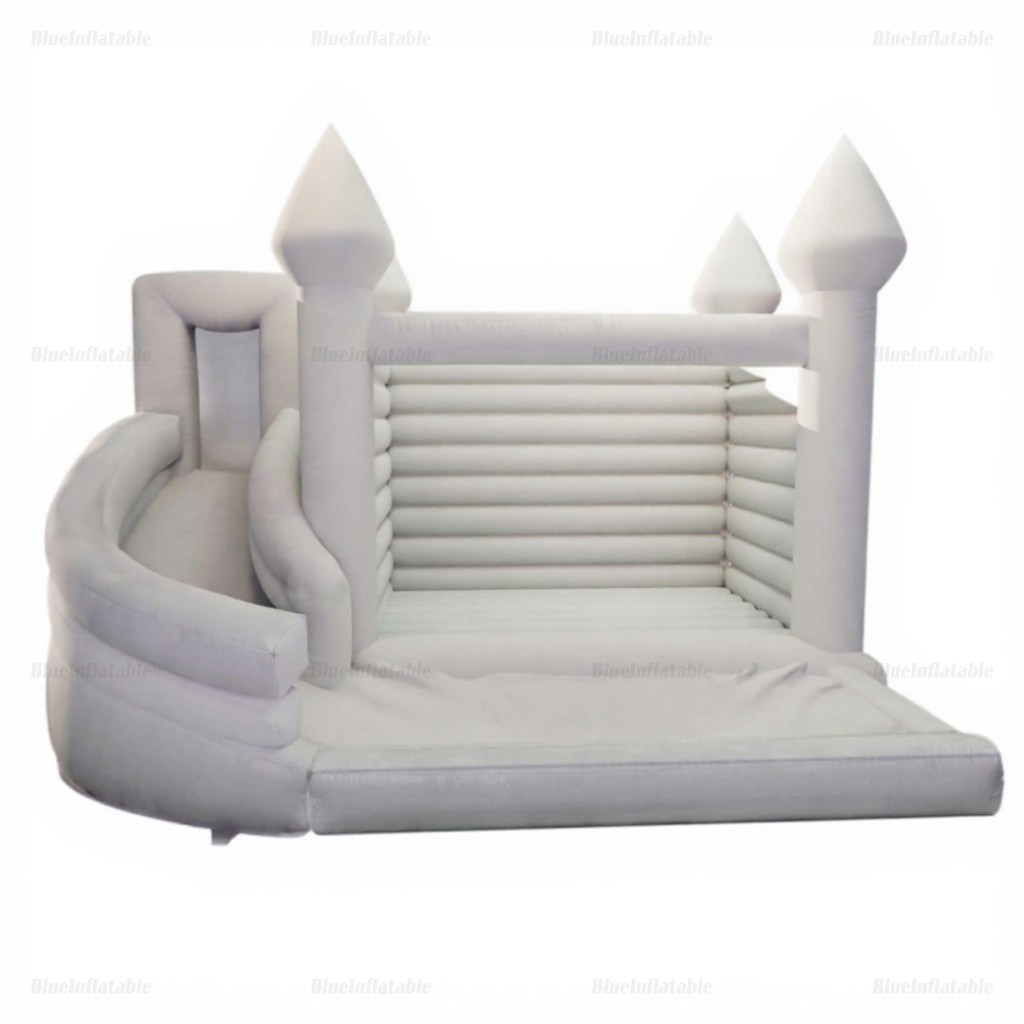 White Wedding Bounce House with Slide
