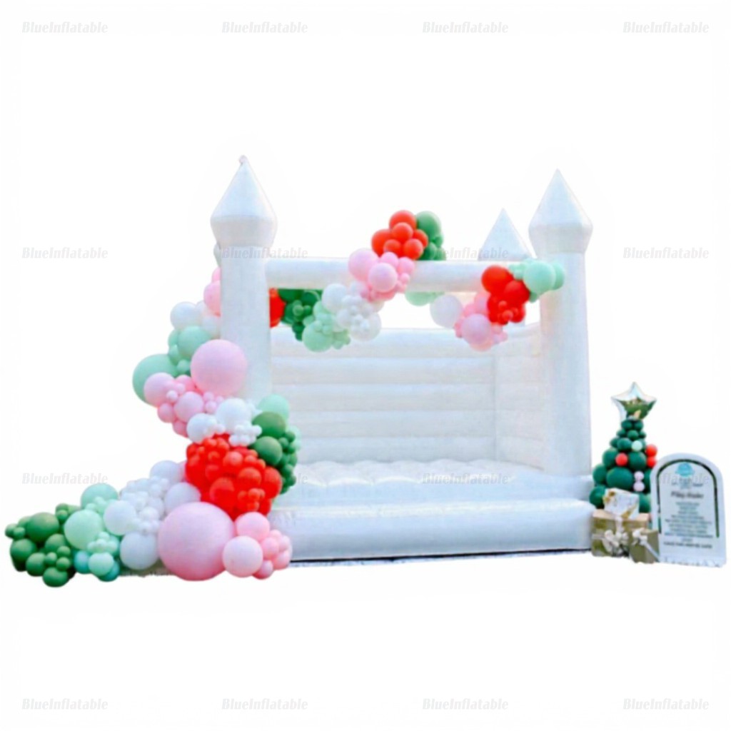 White Inflatable Wedding Bounce House Slide