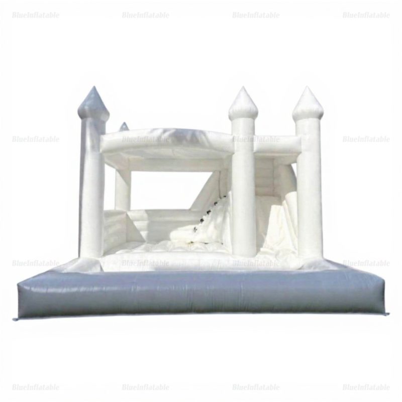 White Inflatable Bounce House with Slide & Ball Pit