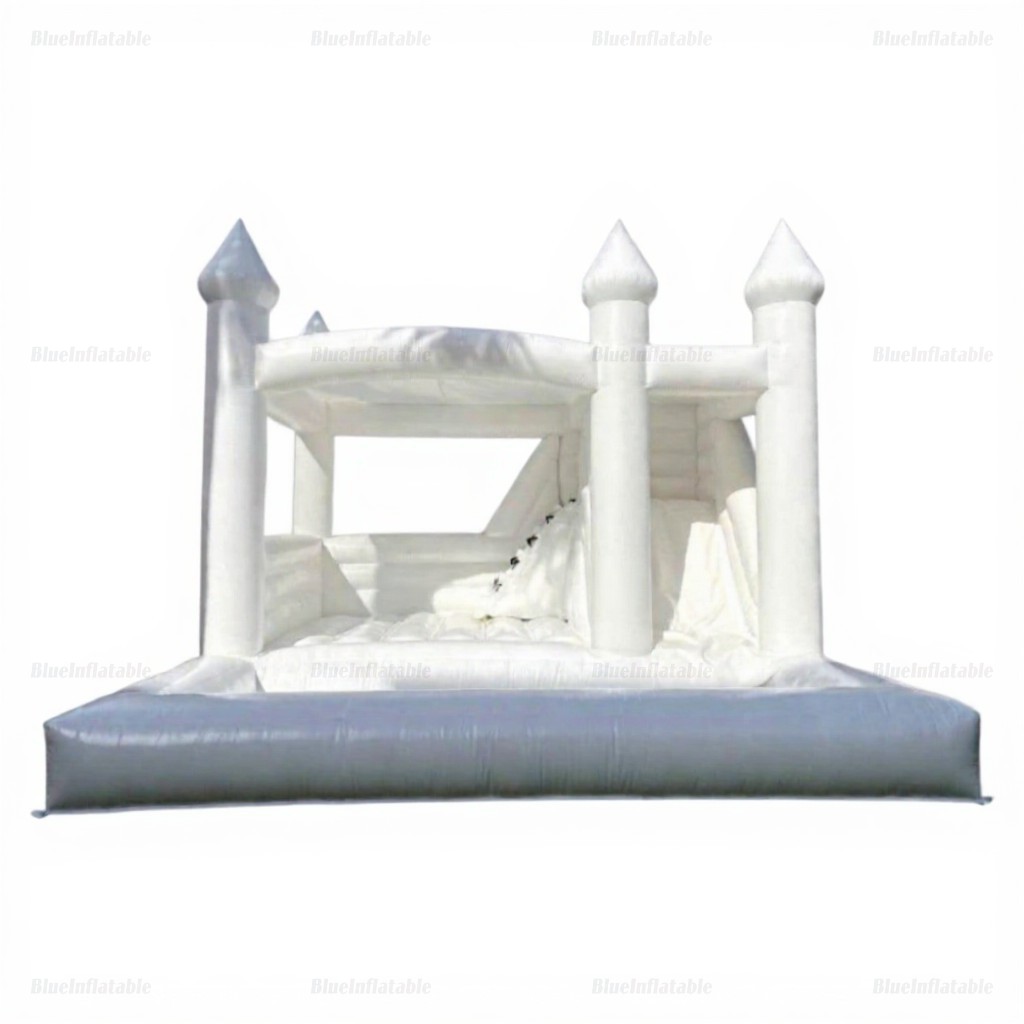 White Inflatable Bounce House with Slide & Ball Pit