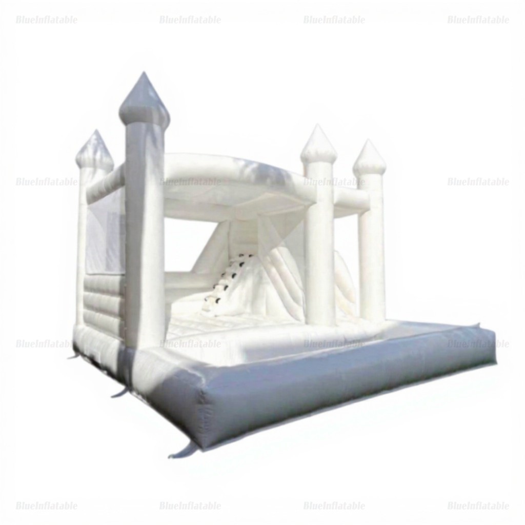 White Inflatable Bounce House with Slide & Ball Pit - Image 3