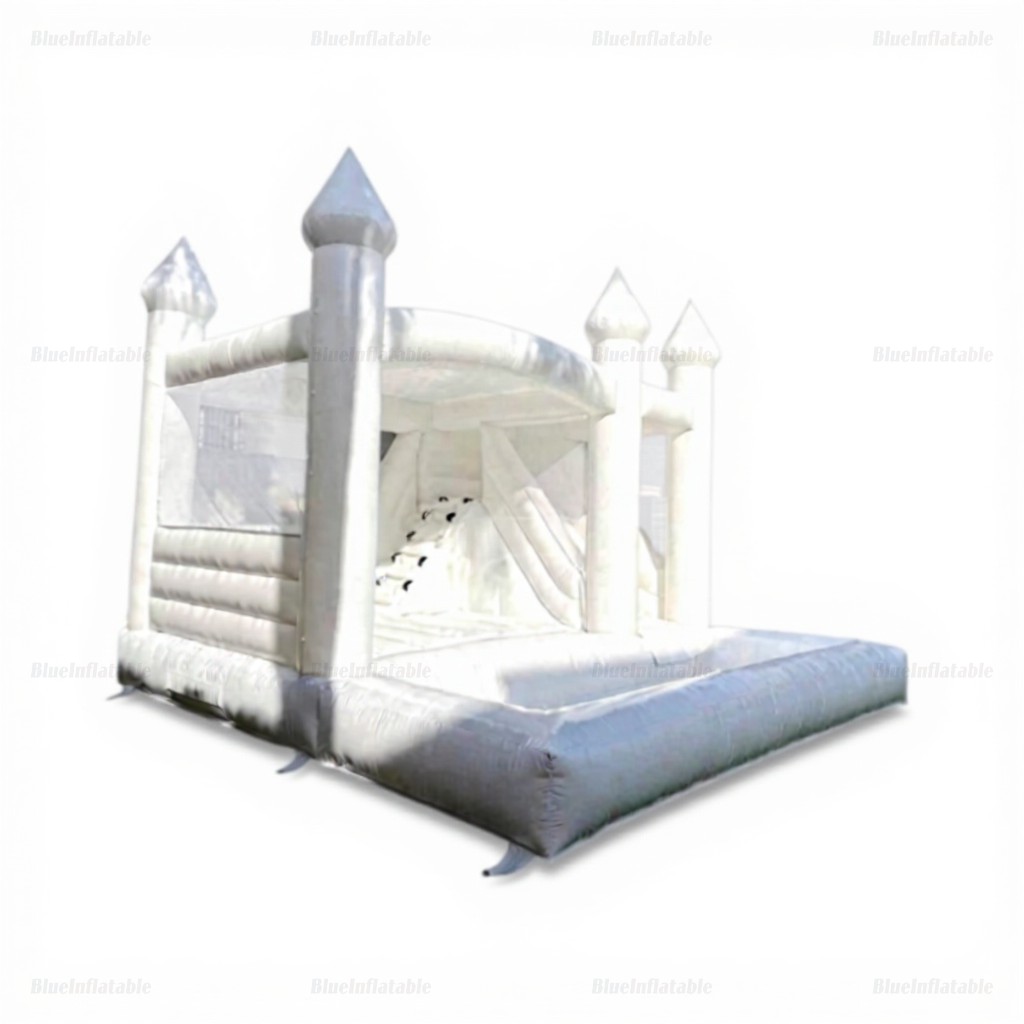 White Inflatable Bounce House with Slide & Ball Pit - Image 4