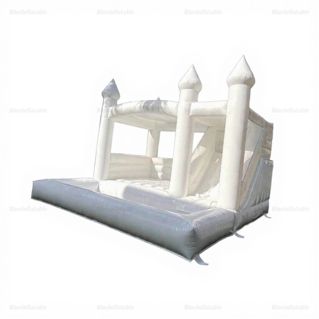 White Inflatable Bounce House with Slide & Ball Pit - Image 7