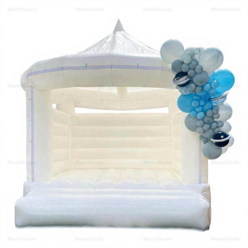 White Wedding Bounce House with Balloons Rental