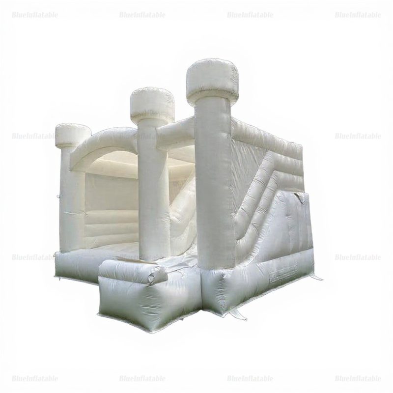 White Wedding Bounce House with Slide