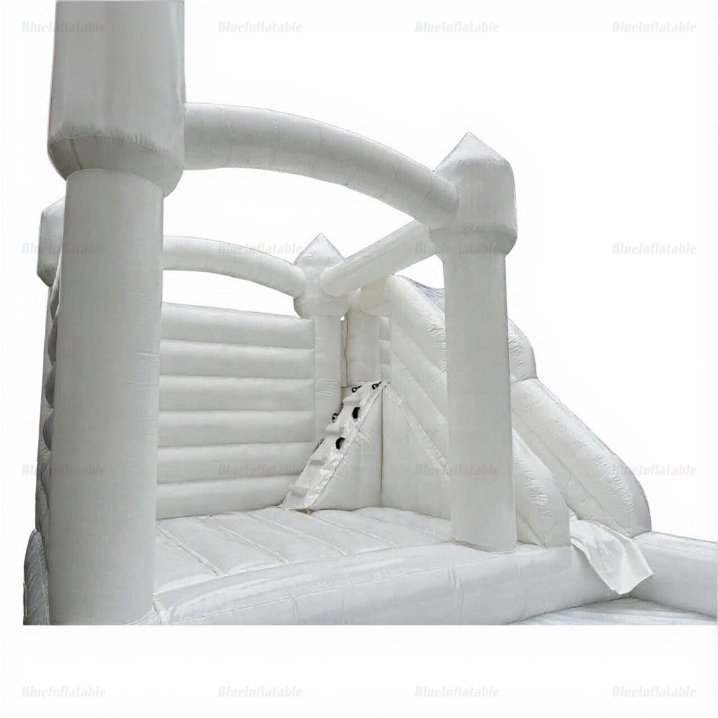 White Wedding Bounce House with Slide and Ball Pit - Image 3