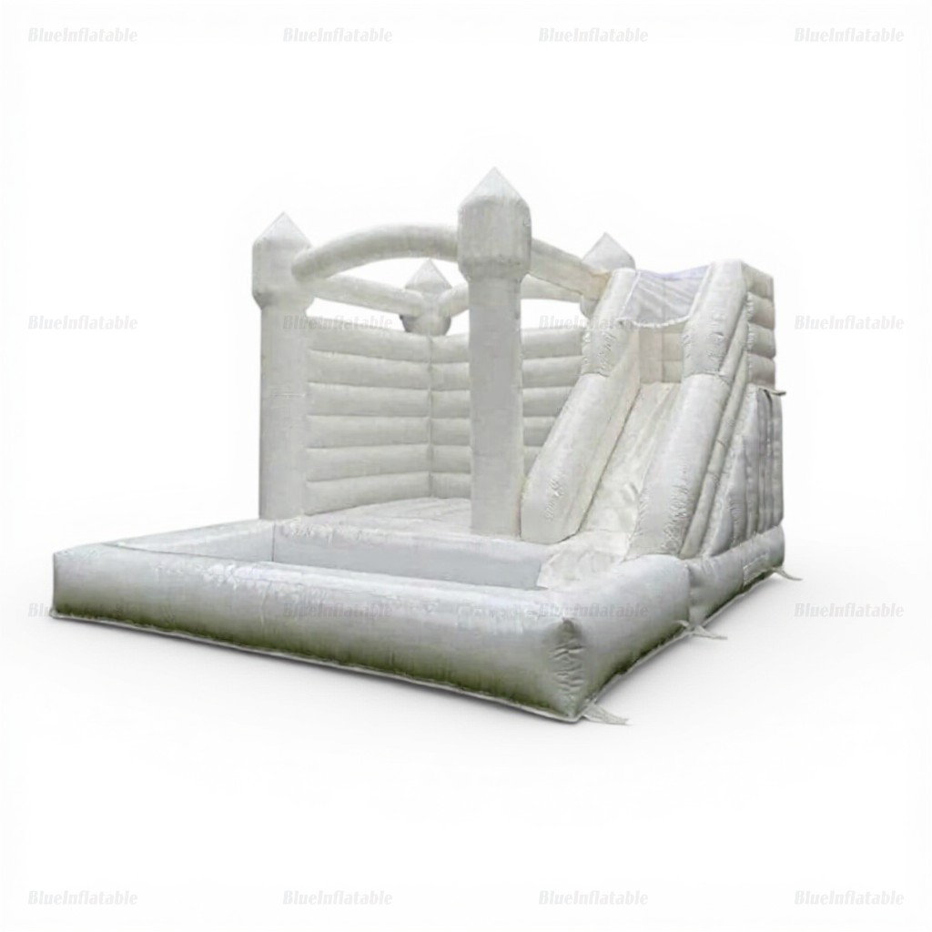 White Wedding Bounce House with Slide and Ball Pit - Image 5