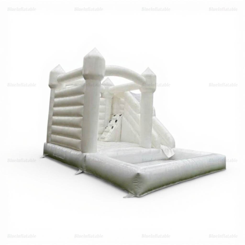 White Wedding Bounce House with Slide and Ball Pit - Image 7